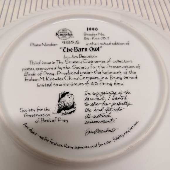 The Barn Owl Collection Plate. - Picture 2 of 4